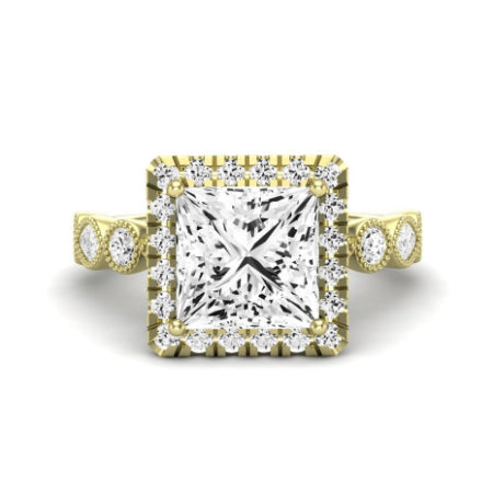 Aubretia Moissanite Matching Band Only (does Not Include Engagement Ring) For Ring With Princess Center yellowgold