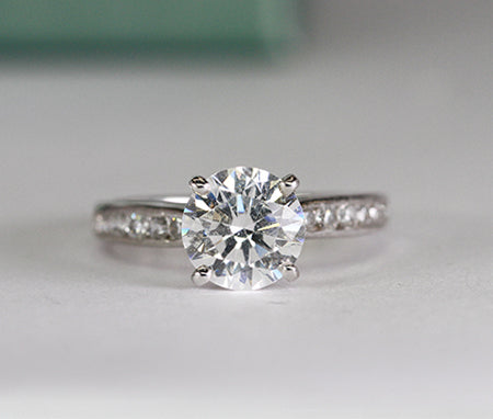 Petunia Round Moissanite Engagement Ring whitegold