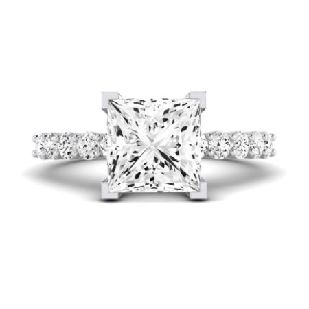 Magnolia Diamond Matching Band Only (does Not Include Engagement Ring) For Ring With Princess Center whitegold
