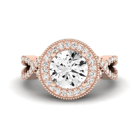 Clover Moissanite Matching Band Only ( Engagement Ring Not Included)  For Ring With Round Center rosegold