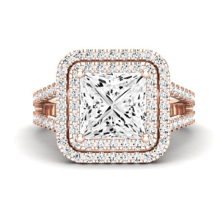 Flora Moissanite Matching Band Only (engagement Ring Not Included) For Ring With Princess Center rosegold