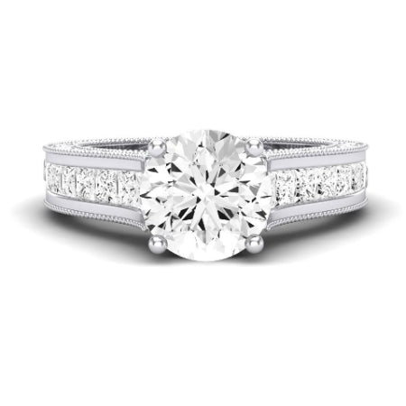 Edelweiss Moissanite Matching Band Only (does Not Include Engagement Ring) For Ring With Round Center whitegold