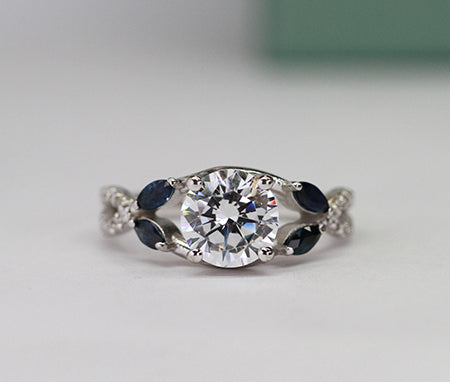 Alba Round Moissanite Engagement Ring whitegold