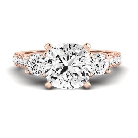 Primrose Moissanite Matching Band Only ( Engagement Ring Not Included) For Ring With Cushion Center rosegold