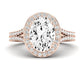 Tea Rose Moissanite Matching Band Only (does Not Include Engagement Ring) For Ring With Oval Center rosegold