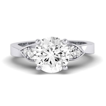 Hibiscus Diamond Matching Band Only (does Not Include Engagement Ring)  For Ring With Round Center whitegold