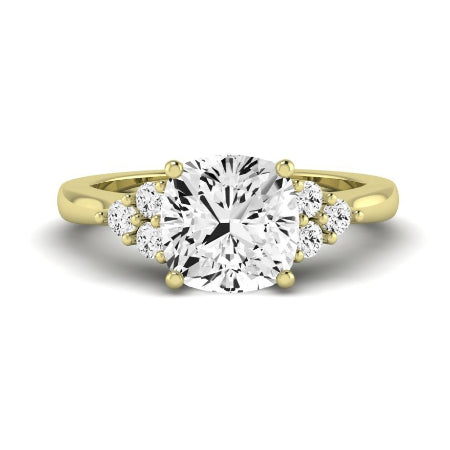 Alyssa Moissanite Matching Band Only (does Not Include Engagement Ring) For Ring With Cushion Center yellowgold