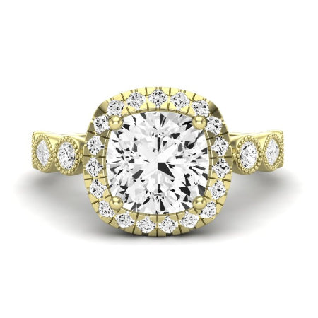 Aubretia Diamond Matching Band Only (does Not Include Engagement Ring) For Ring With Cushion Center yellowgold