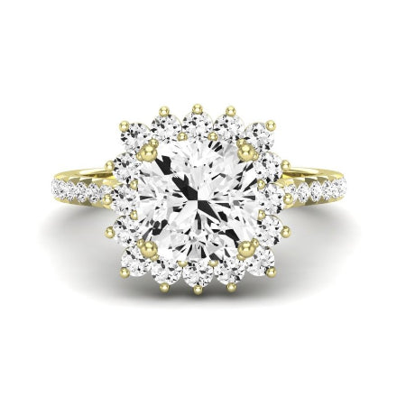 Gazania Moissanite Matching Band Only (does Not Include Engagement Ring) For Ring With Cushion Center yellowgold