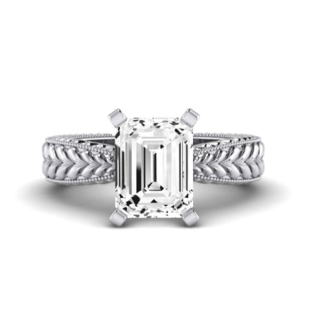 Azalea Diamond Matching Band Only (does Not Include Engagement Ring) For Ring With Emerald Center whitegold
