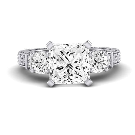 Angelonia Diamond Matching Band Only (does Not Include Engagement Ring) For Ring With Princess Center whitegold