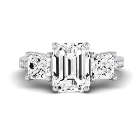 Dietes Moissanite Matching Band Only (does Not Include Engagement Ring) For Ring With Emerald Center whitegold