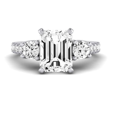 Primrose Diamond Matching Band Only ( Engagement Ring Not Included) For Ring With Emerald Center whitegold