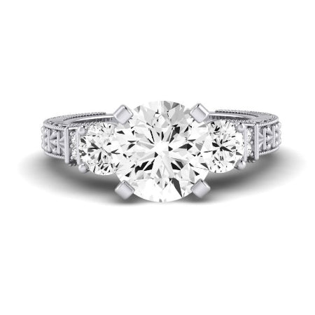 Angelonia Diamond Matching Band Only (does Not Include Engagement Ring) For Ring With Round Center whitegold