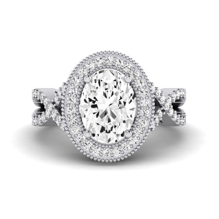 Clover Diamond Matching Band Only ( Engagement Ring Not Included)  For Ring With Oval Center whitegold