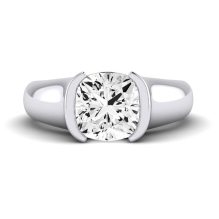Jasmine Moissanite Matching Band Only (does Not Include Engagement Ring) For Ring With Cushion Center whitegold