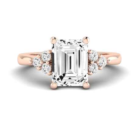 Alyssa Moissanite Matching Band Only (does Not Include Engagement Ring) For Ring With Emerald Center rosegold