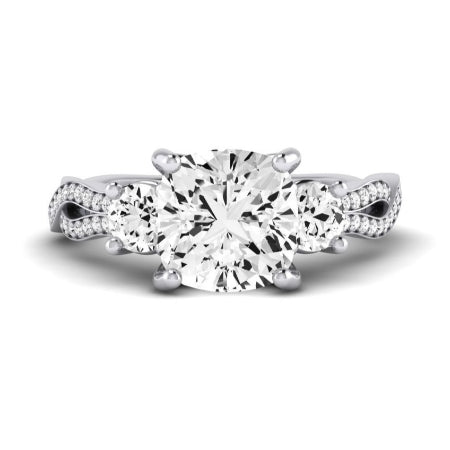 Bottlebrush Moissanite Matching Band Only (does Not Include Engagement Ring) For Ring With Cushion Center whitegold