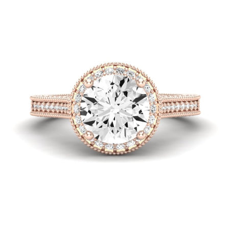 Wallflower Moissanite Matching Band Only (does Not Include Engagement Ring) For Ring With Round Center rosegold