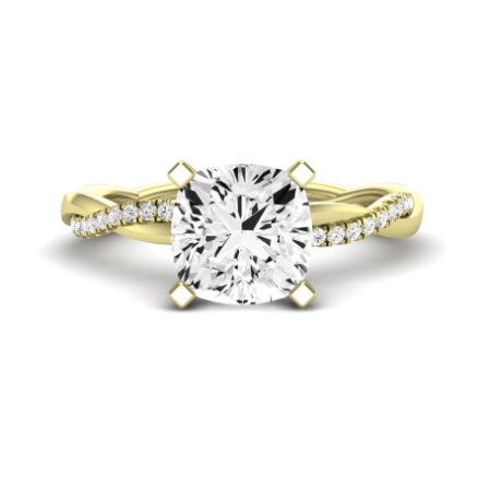 Iris Moissanite Matching Band Only (does Not Include Engagement Ring) For Ring With Cushion Center yellowgold