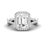 Moonflower Diamond Matching Band Only ( Engagement Ring Not Included) For Ring With Emerald Center whitegold