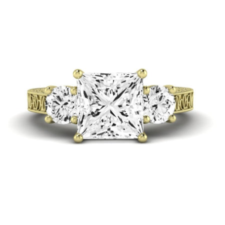Belladonna Diamond Matching Band Only (does Not Include Engagement Ring) For Ring With Princess Center yellowgold