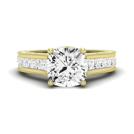 Edelweiss Moissanite Matching Band Only (does Not Include Engagement Ring) For Ring With Cushion Center yellowgold