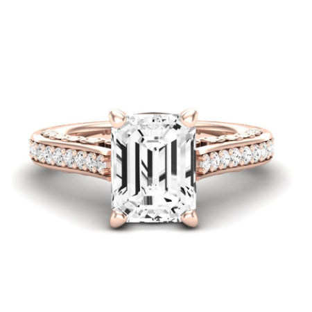 Nala Diamond Matching Band Only (does Not Include Engagement Ring) For Ring With Emerald Center rosegold