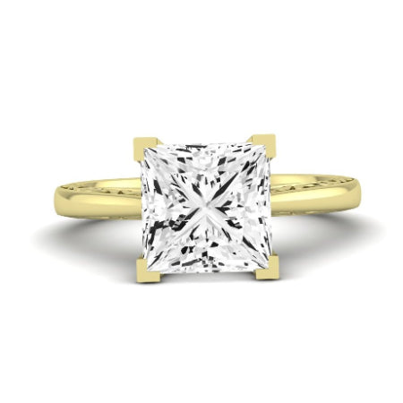Astilbe Moissanite Matching Band Only (does Not Include Engagement Ring) For Ring With Princess Center yellowgold
