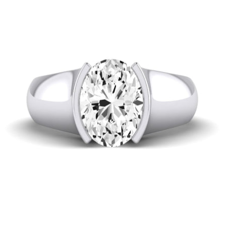 Jasmine Moissanite Matching Band Only (does Not Include Engagement Ring) For Ring With Oval Center whitegold