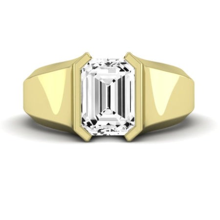 Jasmine Moissanite Matching Band Only (does Not Include Engagement Ring) For Ring With Emerald Center yellowgold
