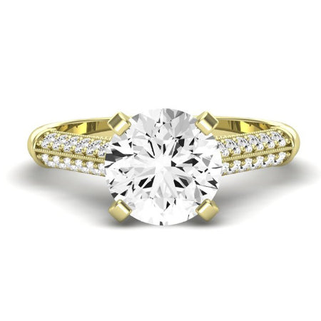 Iberis Moissanite Matching Band Only (does Not Include Engagement Ring) For Ring With Round Center yellowgold