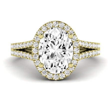 Silene Moissanite Matching Band Only ( Engagement Ring Not Included) For Ring With Oval Center yellowgold