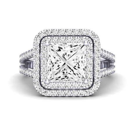 Flora Moissanite Matching Band Only (engagement Ring Not Included) For Ring With Princess Center whitegold
