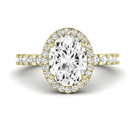Sweet Pea Moissanite Matching Band Only ( Engagement Ring Not Included) For Ring With Oval Center yellowgold
