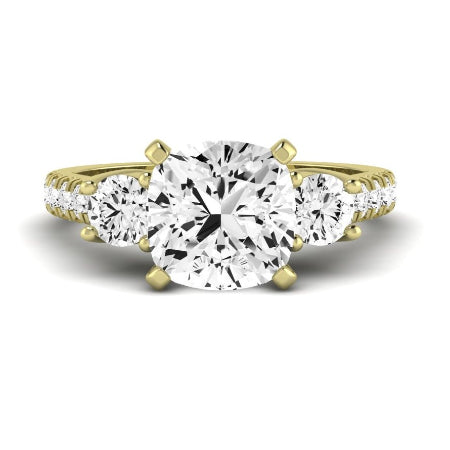 Primrose Moissanite Matching Band Only ( Engagement Ring Not Included) For Ring With Cushion Center yellowgold