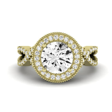 Clover Moissanite Matching Band Only ( Engagement Ring Not Included)  For Ring With Round Center yellowgold