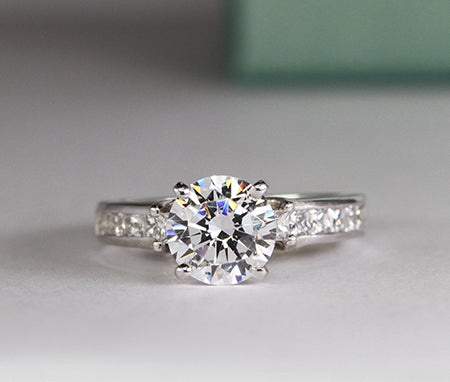 Yellowbell Round Moissanite Engagement Ring whitegold