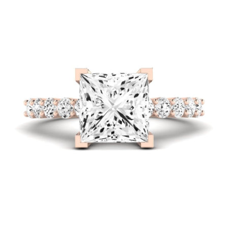 Magnolia Diamond Matching Band Only (does Not Include Engagement Ring) For Ring With Princess Center rosegold