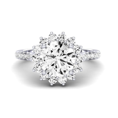 Gazania Moissanite Matching Band Only (does Not Include Engagement Ring) For Ring With Round Center whitegold