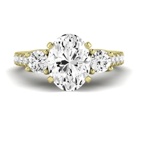 Primrose Moissanite Matching Band Only ( Engagement Ring Not Included) For Ring With Oval Center yellowgold