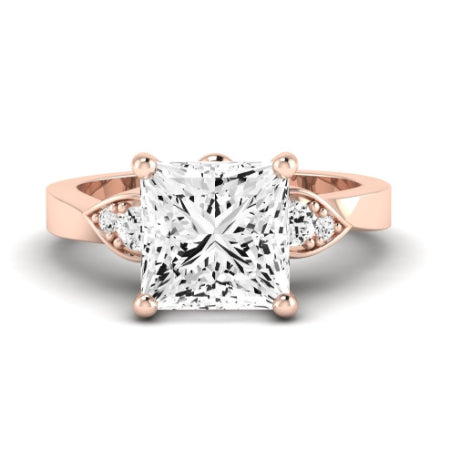 Hibiscus Diamond Matching Band Only (does Not Include Engagement Ring)  For Ring With Princess Center rosegold