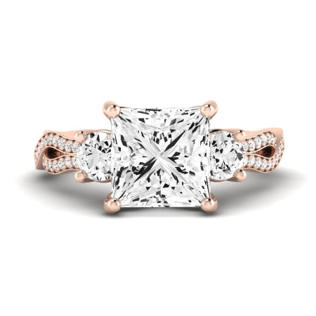 Bottlebrush Moissanite Matching Band Only (does Not Include Engagement Ring) For Ring With Princess Center rosegold