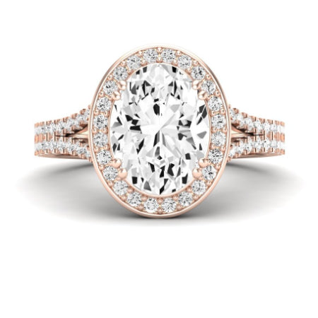 Tea Rose Oval Moissanite Bridal Set rosegold