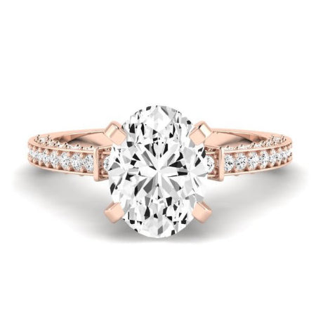 Daphne Moissanite Matching Band Only ( Engagement Ring Not Included) For Ring With Oval Center rosegold