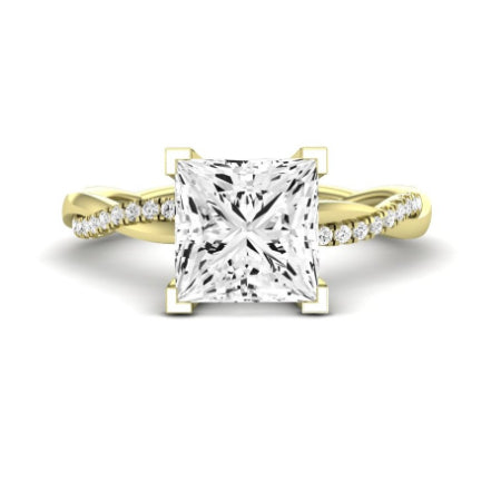 Iris Moissanite Matching Band Only (does Not Include Engagement Ring) For Ring With Princess Center yellowgold