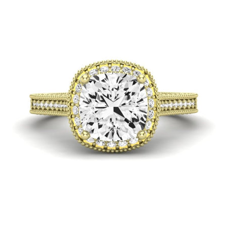 Wallflower Cushion Moissanite Bridal Set yellowgold