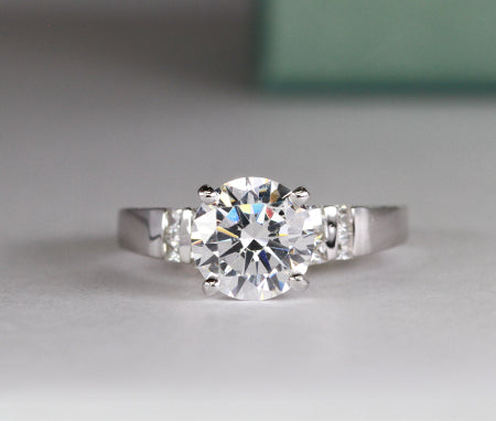 Carnation Round Moissanite Engagement Ring whitegold