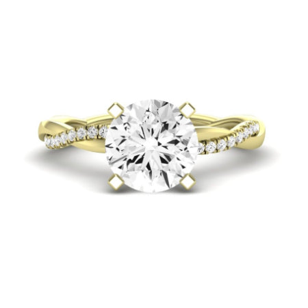 Iris Moissanite Matching Band Only (does Not Include Engagement Ring) For Ring With Round Center yellowgold