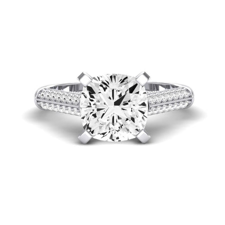 Iberis Moissanite Matching Band Only (does Not Include Engagement Ring) For Ring With Cushion Center whitegold